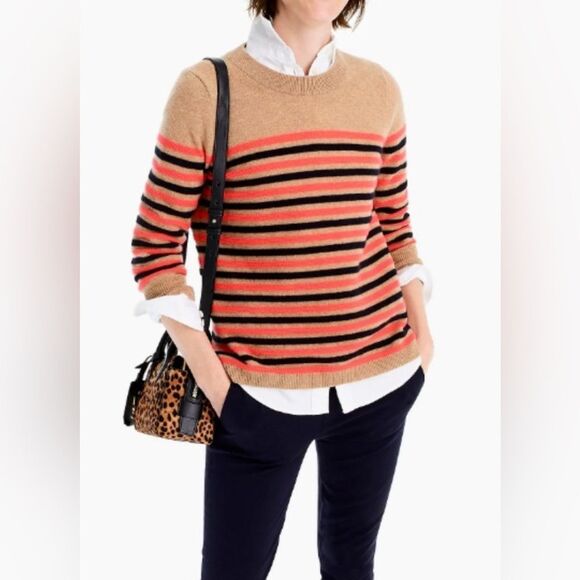 J.crew Everyday cashmere striped crewneck sweater size XL - Picture 1 of 7